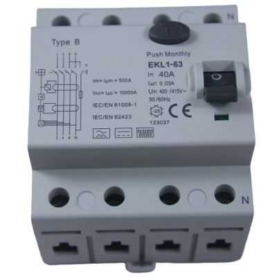 Typeb IP20 RCD Stroomonderbreker 40A 3 Fase 4 de Elektromagnetische Wijze van Pool MCB