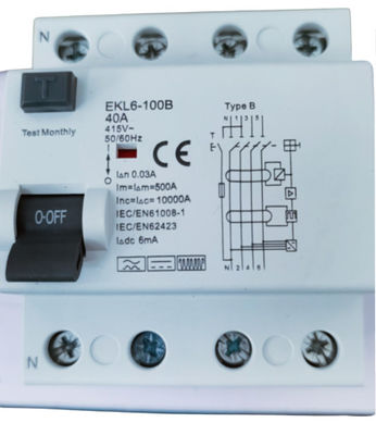 2P / de Stroomonderbrekerac 30mA van 4P 40A RCCB het Elektroleven 2000 Cycli