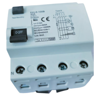 Overblijvend Huidig de Beschermingsapparaat 50/60Hz van gelijkstroom 6mA 4P Geschatte Frequentie